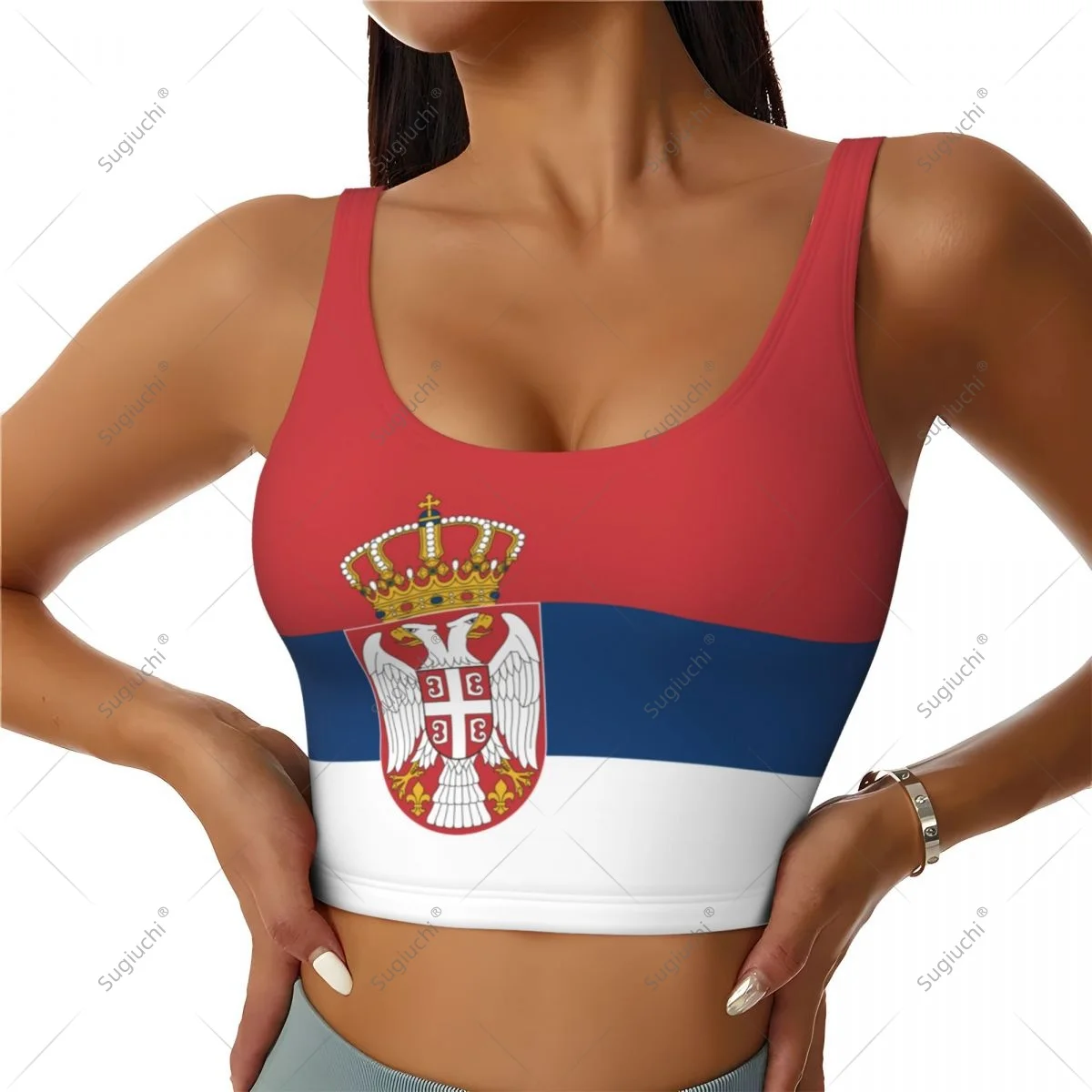 Serbia Flag Women Girl Activities Sports Vest for Female Yoga Vest Workout Vest Lightweight Trendy