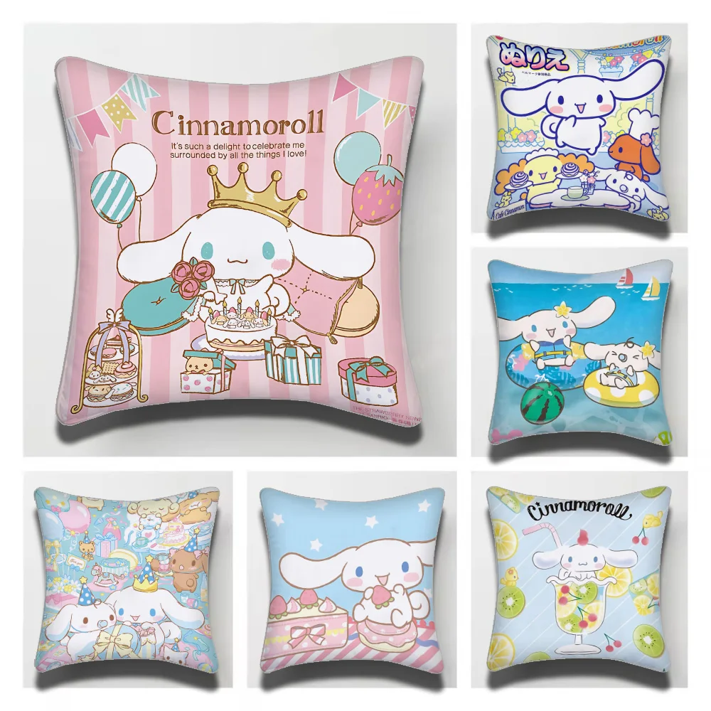 Sanrio Cinnamoroll Logo  Pillow Cushion Cover Pillowcase Living Room Sofa Home Decor Customized