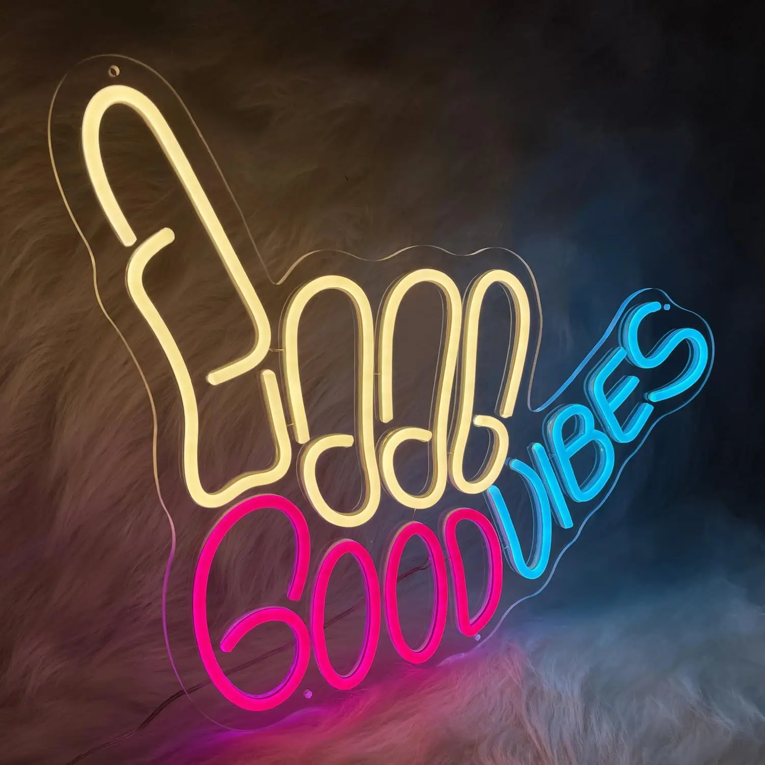 Good Vibes Neon Sign, LED Neon Signs for Wall Decor, Bedroom, Birthday Party Bar, Pub Club, Apartment Hom