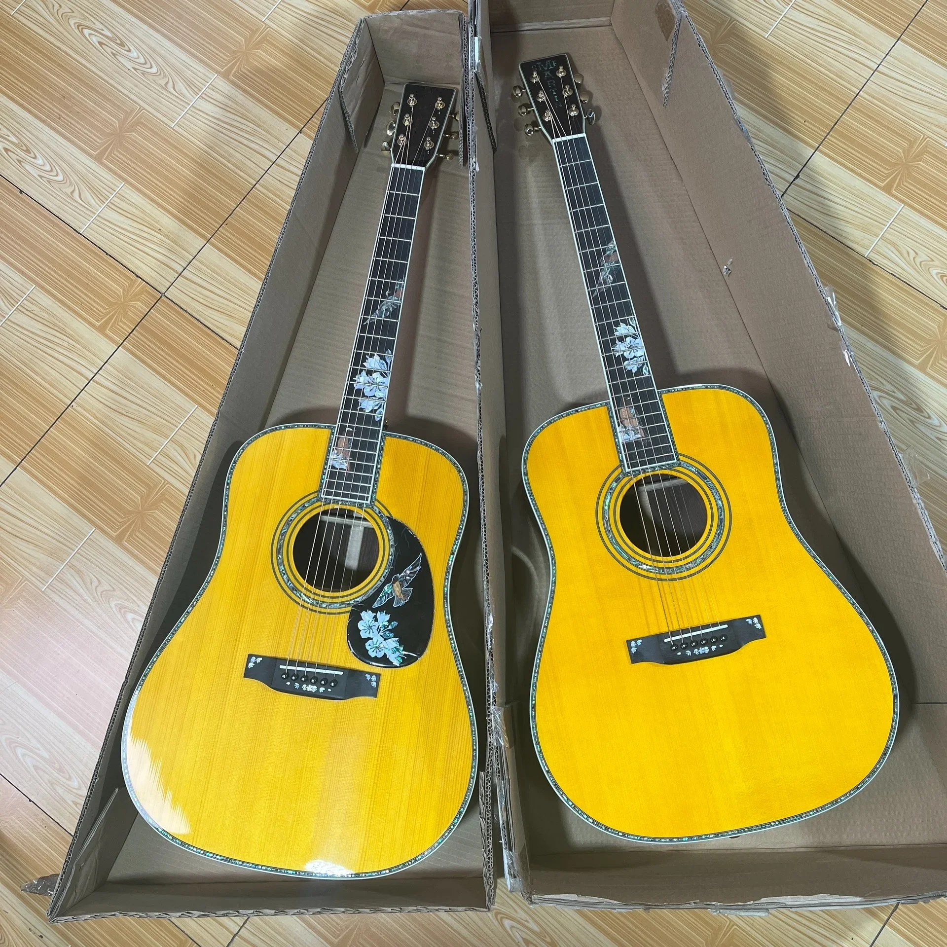 

41-дюймовая желтая акустическая гитара с поверхностью императора из цельного дерева