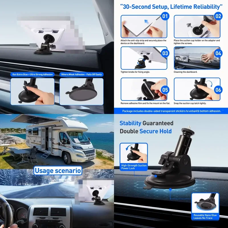 Auto Suction Holder Angle Adjustable Safety Holder Accessory for Starlink Mini Suction Holder Dashboard Mount Kit