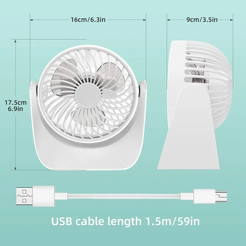 مروحة صغيرة هادئة USB ، مروحة طاولة صغيرة بزاوية ° ، مروحة طاولة بثلاث سرعات ، مراوح طاولة للسيارة ، غرفة نوم ، منزل متنقل