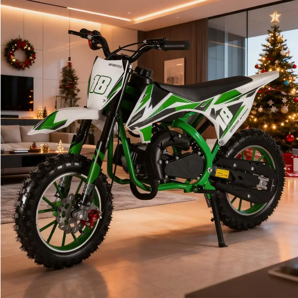 

49cc 2-Stroke Kids Dirt Bike, Gas-Powered Mini Off-Road Motorcycle for Kids, Kids Dirt Bike with Knobby Tires & Disc Brake