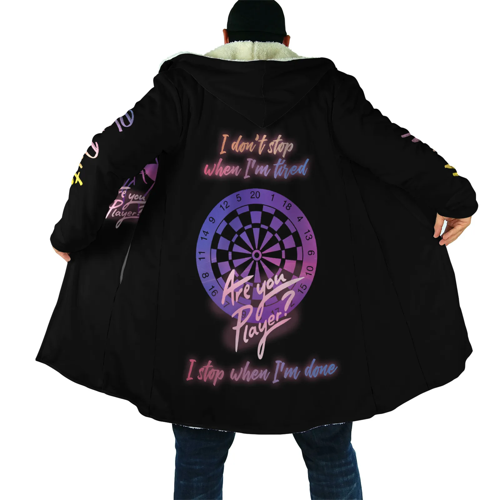 HX Winter Cape DIY Name Bier Muster Tattoo Spiel 3D Drucken Mit Kapuze Mantel für Männer Winddicht Fleece Cape Mit Kapuze Decke Dropshipping