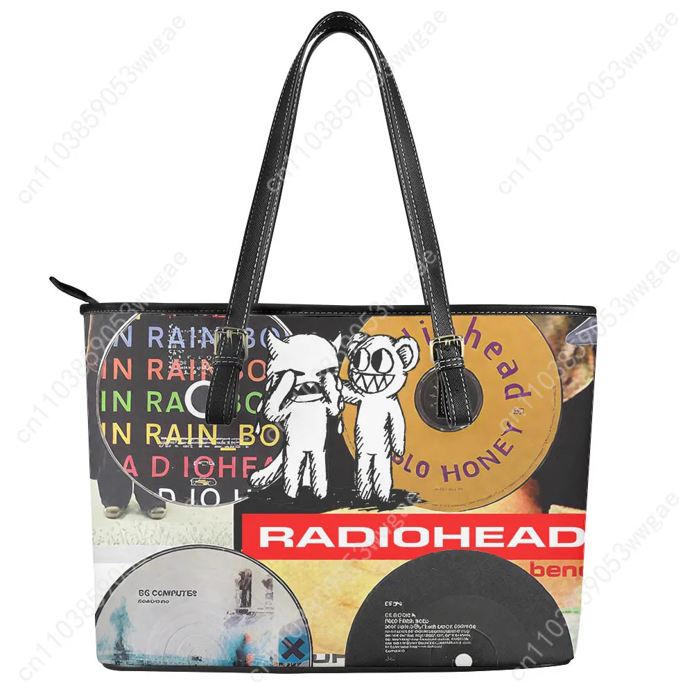 Radiohead Rock Band Handbag Womens Man Vintage Personalized Tote Bag Shoulder Bag Business Leather Purse Travel Custom Bag Gift