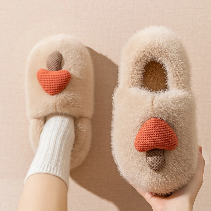 Cartoon Cute Penguin Bear Burger Women's Plush Slippers Soft Warm Slippers Couple Casual Indoor Slippers