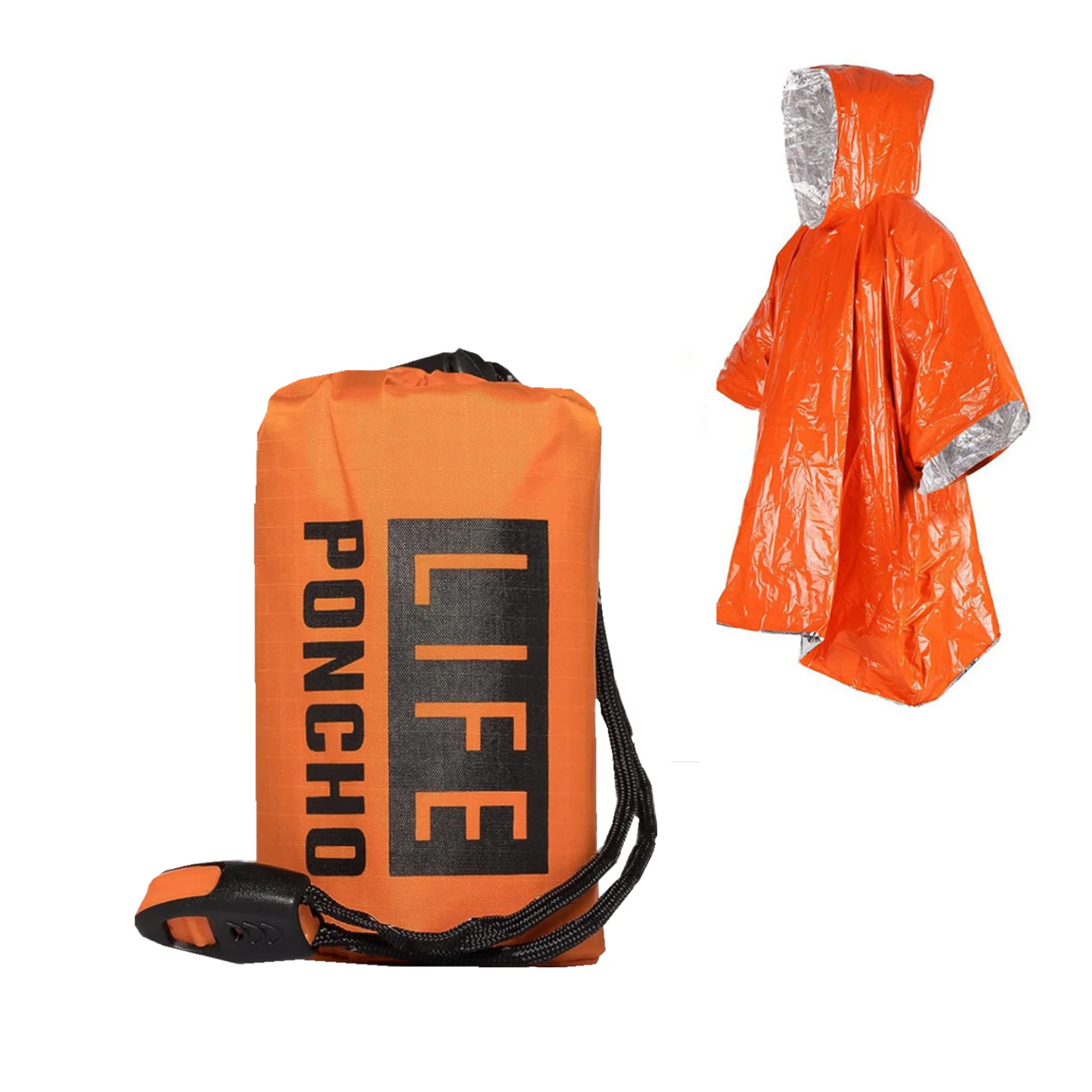 LIFE Poncho de Sobrevivência de Emergência Cobertor Térmico Reflexivo de Calor Capa de Chuva Impermeável para Camping e Caminhadas