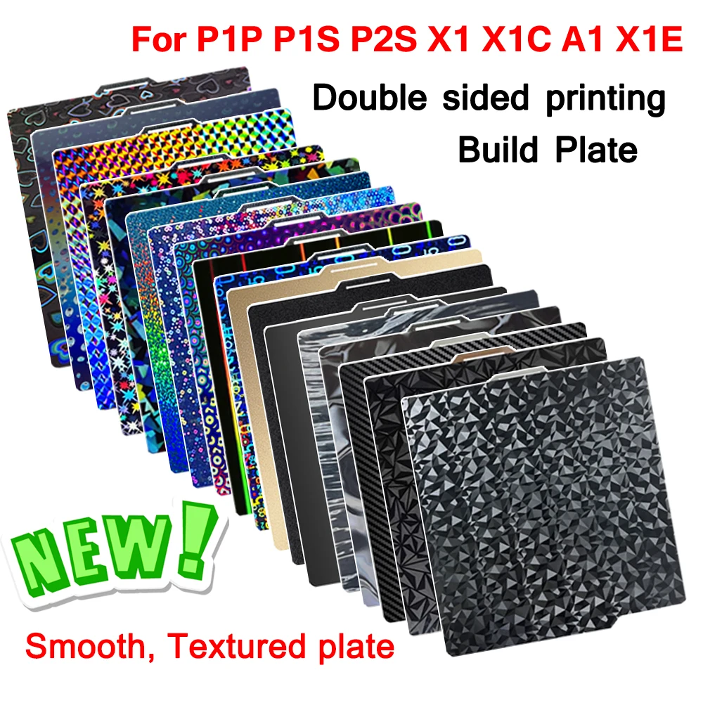 Für Bambu Lab X1 P1P P1S P2S A1 X1C PEI Platte Glatte Federstahlblech Doppelseitige Bauplatte für Bambulab P1S A1 PEI Blatt