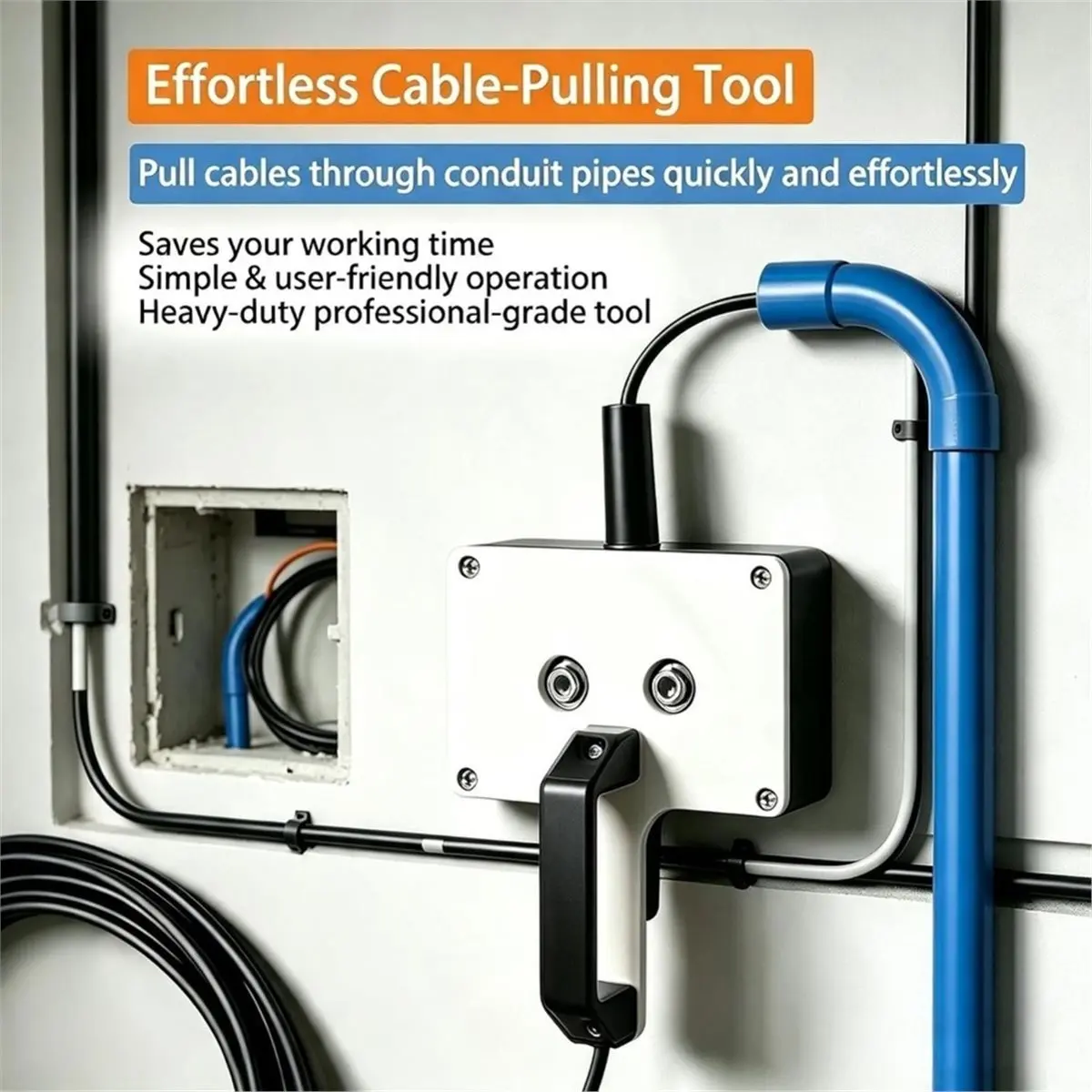 Cable Puller Through Wall,Electrician Wire Pulling Assistant Tool for Residential & Hydroelectric Wiring Projects