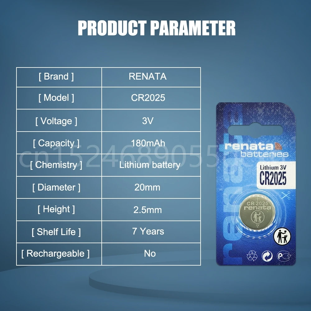 RENATA Originele CR2025 BR2025 KCR2025 CR 2025 DL2025 3 V Lithium Batterij voor Afstandsbediening Rekenmachine Schaal Muis Knoopcel
