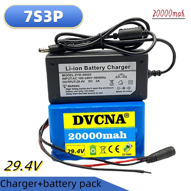 

2024 New 7s3p 18650 Lithium Battery 29.4v 20000mAh Battery Pack Electric Bicycle Electric Vehicle+29.4v Charger