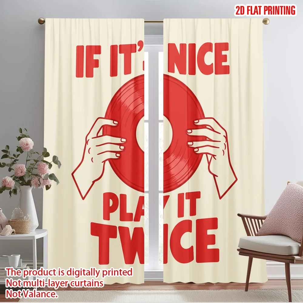 

2pcs 2D flat printing Scene Curtains IF IT'S NICE PLAY IT TWICE Fabric Without Electricity 0 Use for All Season celebrations
