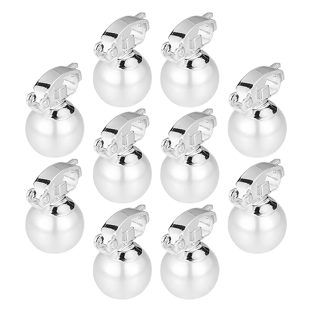 

10pcs Pearl Hair Clip High Gloss Side Clip Secure Grip Trendy Design Drop Studs Silver Cuff Non Pierced Earrings Girls Hair