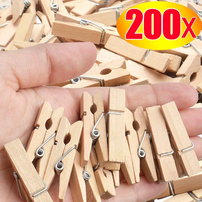 Mini Wooden Clothes Pegs Postcard Photo Clips Portable Home Office Storage Clips DIY Handmade Craft Clip for Wedding Party Decor