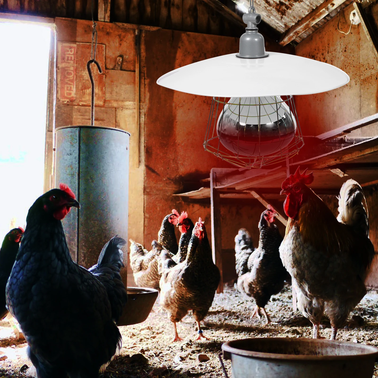 

1pc Livestock Warming Lamp Set 250W Red Smooth Ceramic Socket Metal Guard Heater Chicken Sheep Geese Ducks Dogs Pigs Reptile