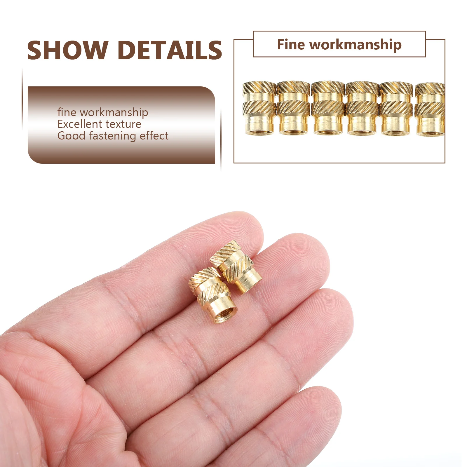 

20Pcs Copper Insert Nut Threaded Connector for Furniture Hardwood Solid Wood Furniture Fastener Stability Screw