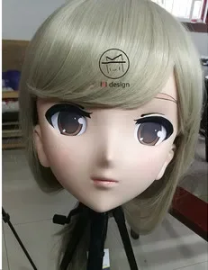 (LiLi Mask-60) Sweet Girl Resin Head Mask Kigurumi Cosplay Japanese Role Play Anime Silicone Kigurumi Mask Crossdresser Doll