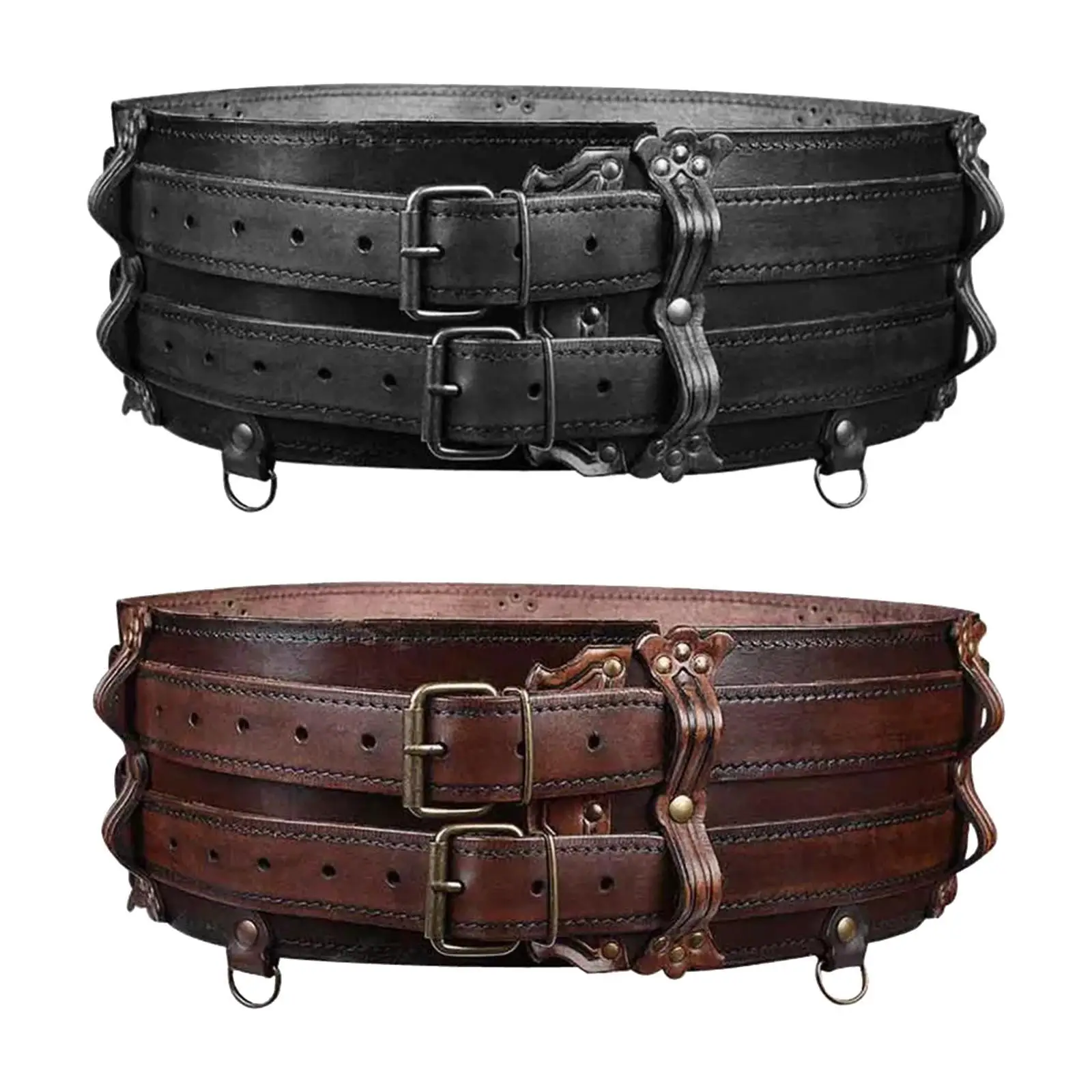 

Medieval Waist Belt Renaissances Belt PU Leather Cosplay Accessory Knight Corset Belt Wide Belt for Stage Performance Dress up