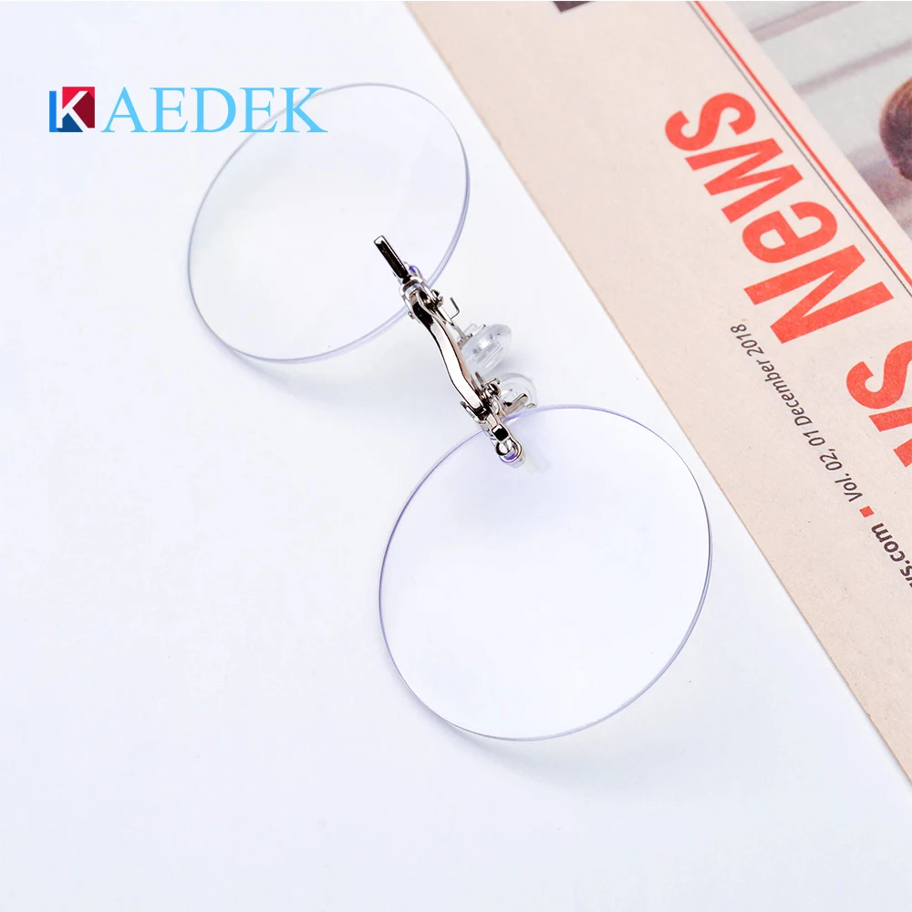 KAEDEK Clip On Nose Glasses Round Rimless Matrix Morpheus reading glasses Mini Frameless Vintage Men  women Eyeglasses