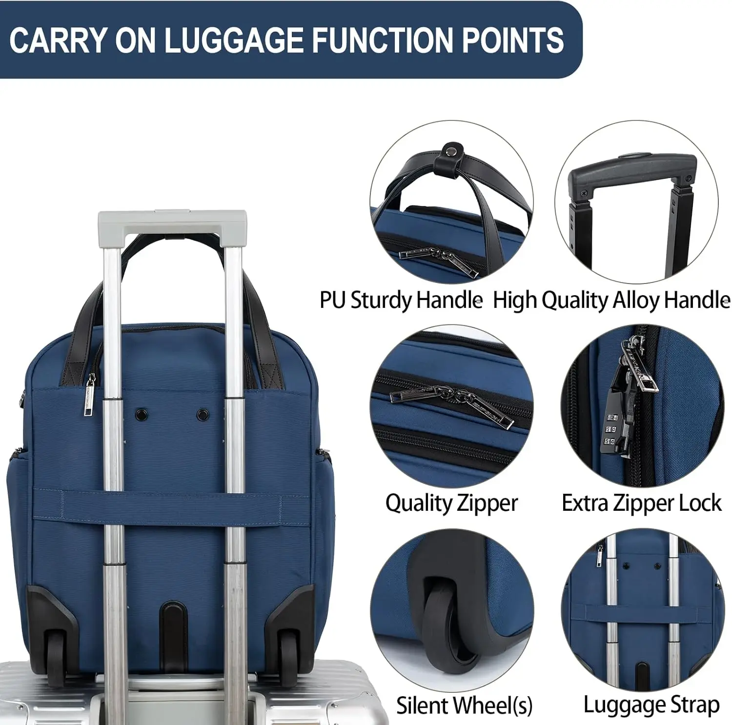 Multi-Funcional leve rolamento saco, Underseat Carry On, rodas, Weekender Overnight, 16"