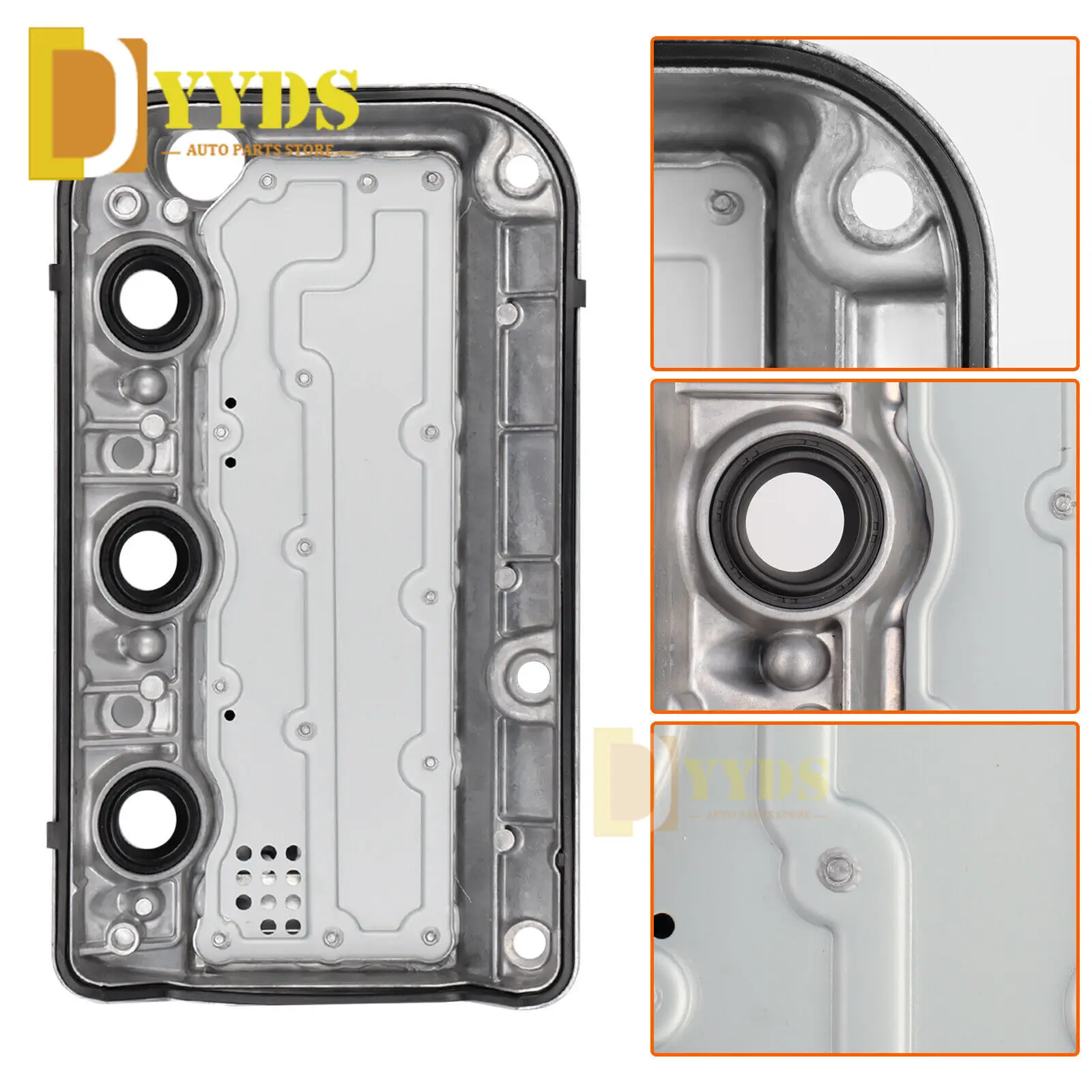 Aluminum Engine Valve Cover w/ Gasket For Honda Accord V6 Odyssey Pilot Acura MDX SOHC 3.7L Rear OEM:12310R70A10 12320R70A00