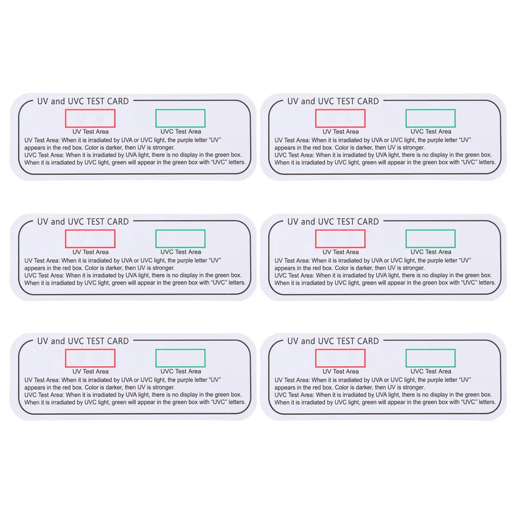 6pc Light Test Cards Portable UVC-UVA Test Strip Suitable for UV Test Area and UVC Test Area Professional UVA and UVC Test Cards