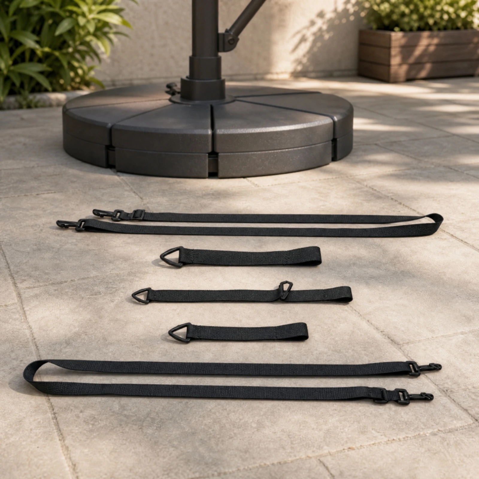 5 Pieces Sunshade Strap Long-Lasting Polyester Umbrella Securing Straps with Quick-Connect Hooks for Windy Conditions
