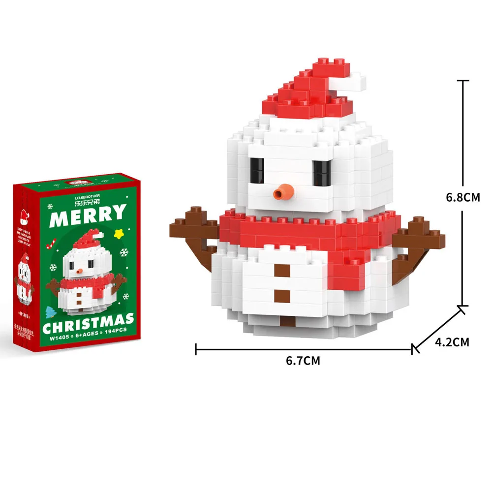 Nuovi regali di Natale Serie di micro blocchi di costruzione, puzzle di renne di Babbo Natale assemblaggio di mattoni, decorazioni per la tavola, giocattoli per bambini