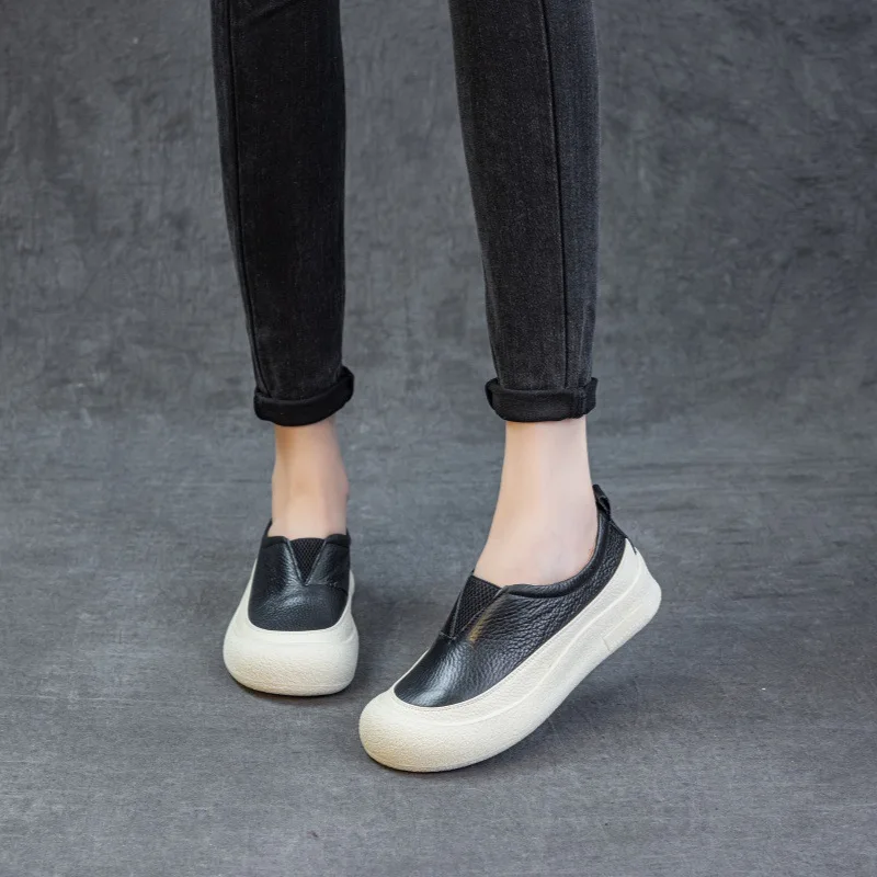 

Women's Shoes 2025 New Top Layer Cowhide Loafers Women's Retro Sports Shoes Women's Thick-soled Designer Sneakers for Women