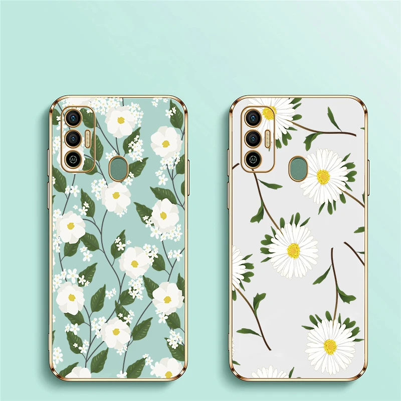 حافظة هاتف لهاتف انفينيكس تكنو سبارك 7T 5 Air 5 6 Go 2024 20 20C 7 8 10 Pro 8C غطاء بنمط أوراق الزهور المقاومة للصدمات #2