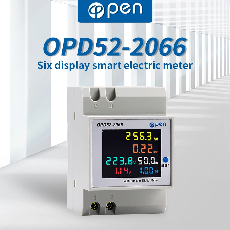 Monitor AC su guida din 6IN1 110V 220V 380V 100A Tensione Corrente Fattore di potenza KWH attivo Misuratore di frequenza di energia elettrica VOLT