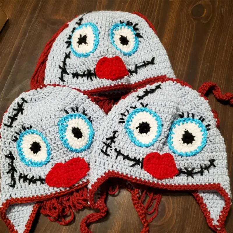 Pure Handmade crocheted grimace hat For children adults winter warm windproof hat fashion creative funny knitting hat