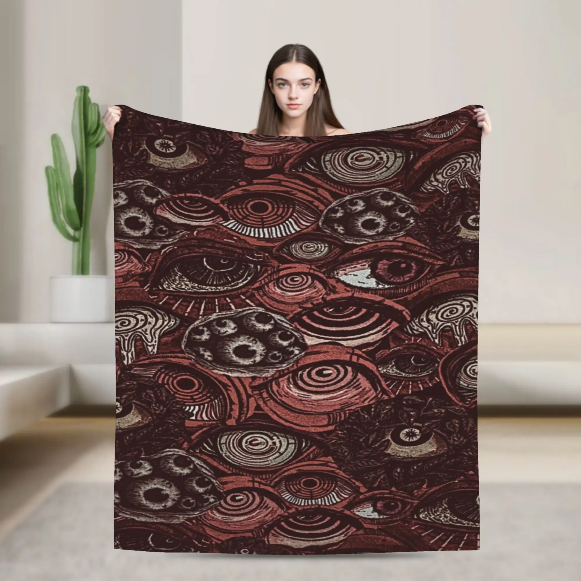 Super Soft Bloody Eyeball Throw Blanket Premium Fleece Flannel Lightweight  Bed Blanket Cozy Fluffy Bedspread All Season Use