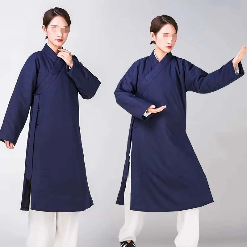 Winter Thick Warm Taoist Clothing Male Plus Cotton Padded Jacket Tai Chi Clothing Female Chinese Style Road Oblique Robes