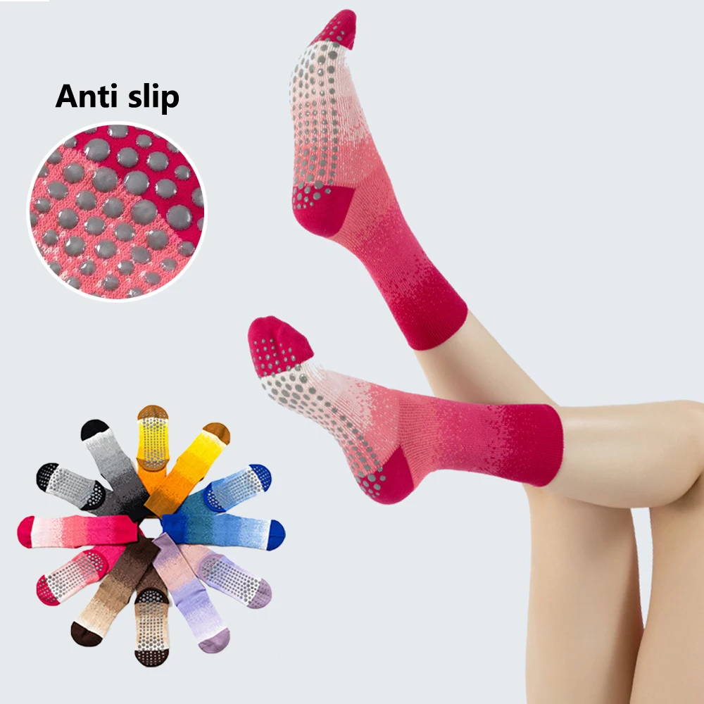 

Starry Sky Gradient Color Cotton Breathable Mid-calf Yoga Socks Anti-slip Sports Socks Pilates Socks Dance Fitness Training Sock