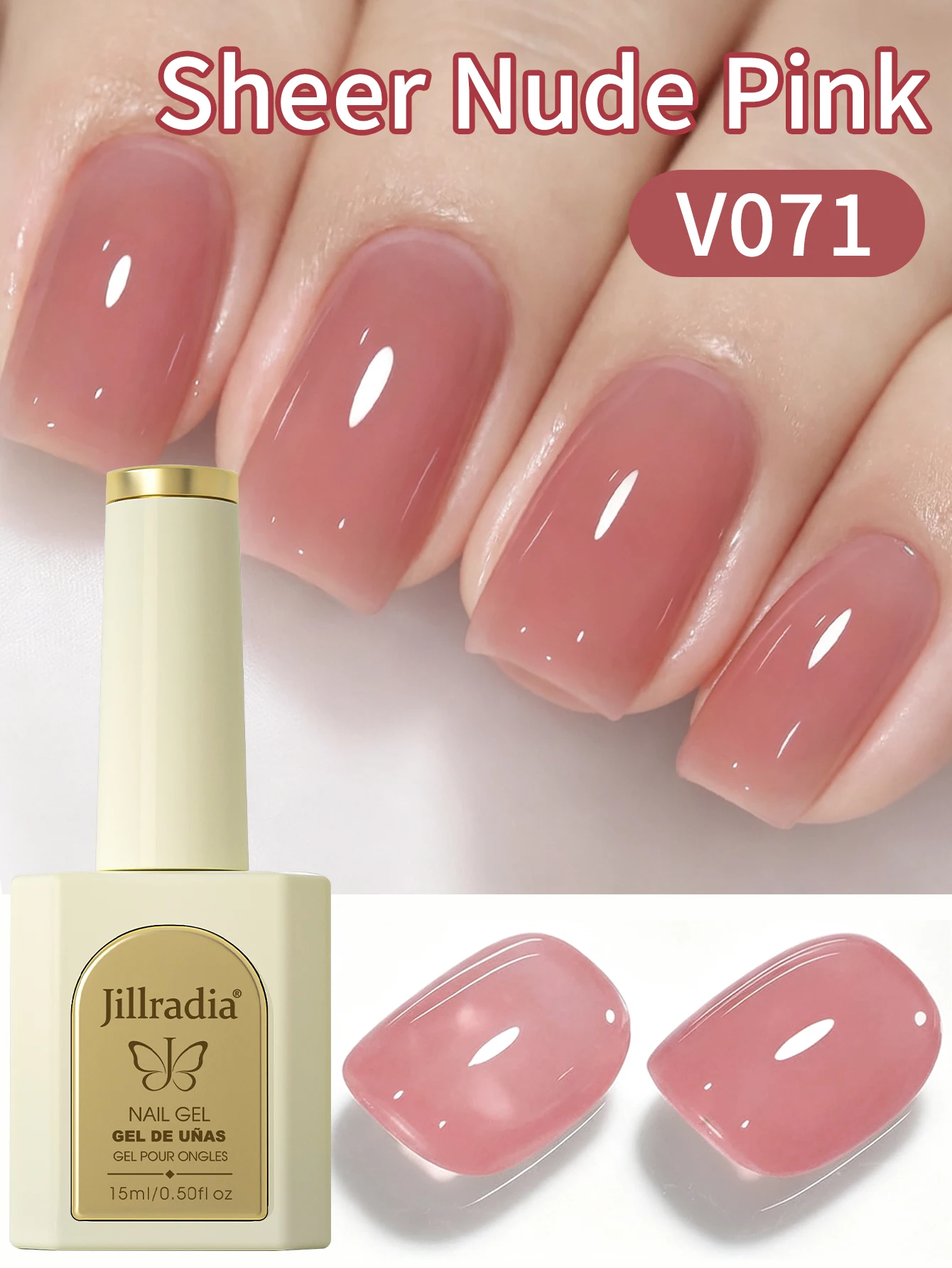 1pc 15ml Pink Gel Nail Polish Starter Pure Soak Off No Wipe Nail Gel Polish Suitable For All Seasons