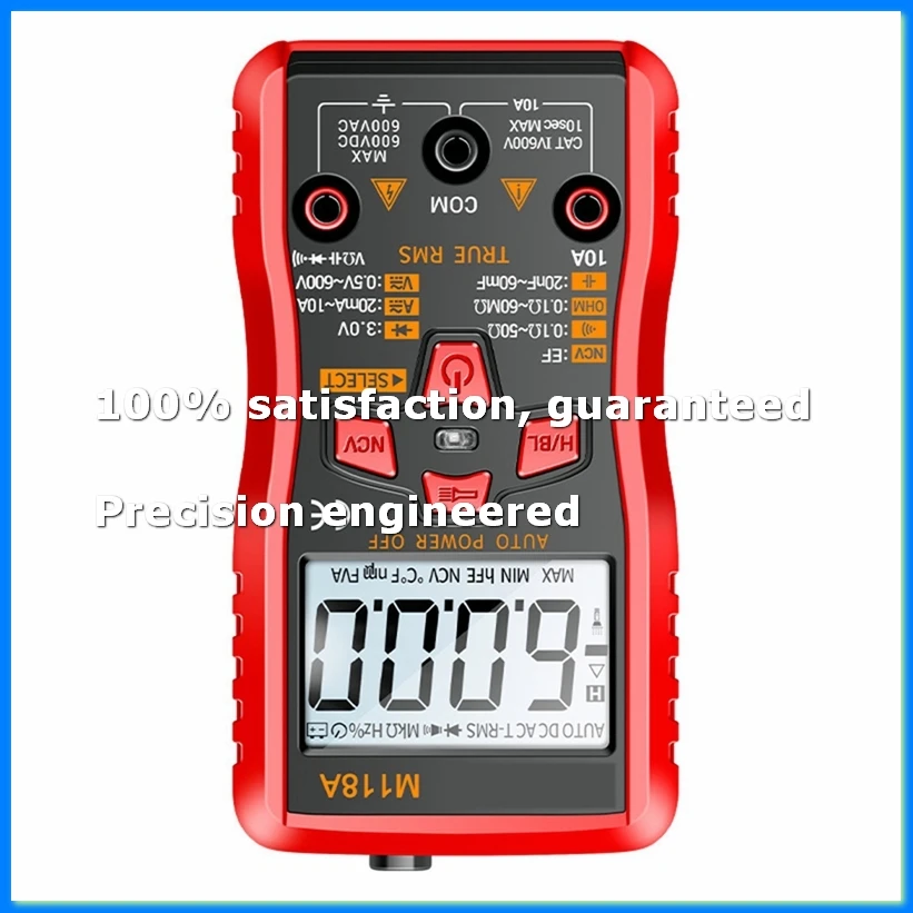 M118A Digital Multimeter True RMS Auto Range 6000 Counts NCV Data Hold Flashlight Transistor Testing-ABFB