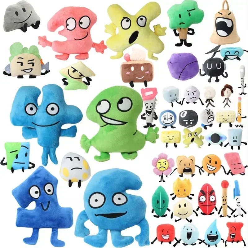 Battle for Dream Island Plush Toys BFDI Fire Flower Water drop Bubble Cake X Four Number Plushie Figure Stuffed Plants Doll Gift
