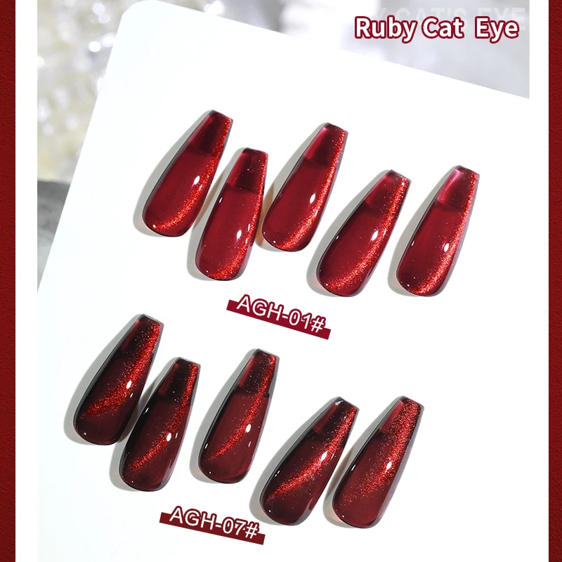 AS 15ml Cherry Ruby Red Cat Eye Gel Nail Polish Chameleon Magnetic Gel Soak Off UV LED Cateye Nail Varnish Gel For Manicure