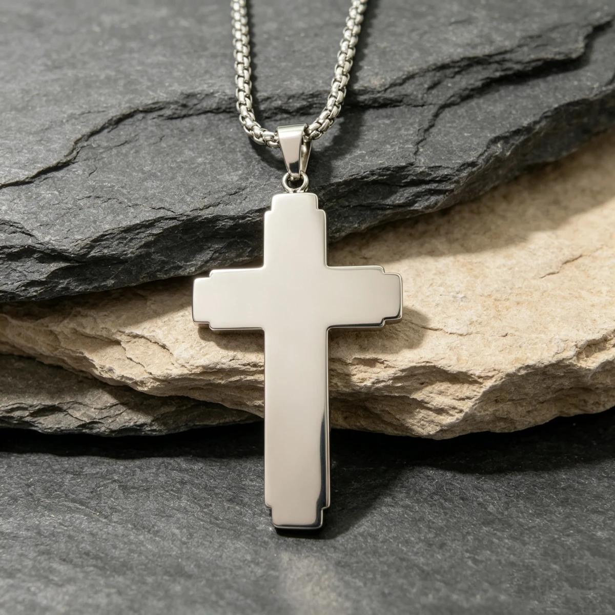 HNSP Cross Pendant Amulet Necklace For Men Bible Verse Stainless Steel Religious Christian Jewelry Gift