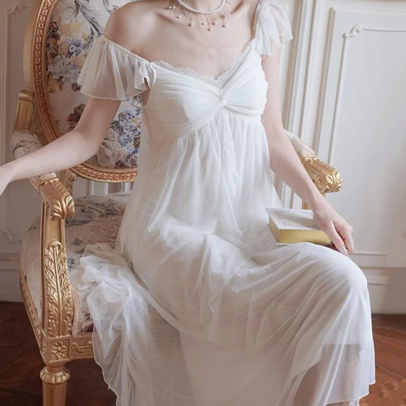 Cotton Gauze Long Sleeved Pajamas for Women Spring Autumn Retro Lazy Style Princess Wide Leg Pants Home Suit