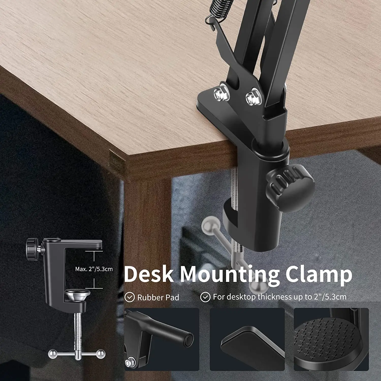 Neewer Microphone Stand, Desk Mount Suspension Boom Scissor Arm Stand for Blue Yeti/QuadCast/Logitech Webcam