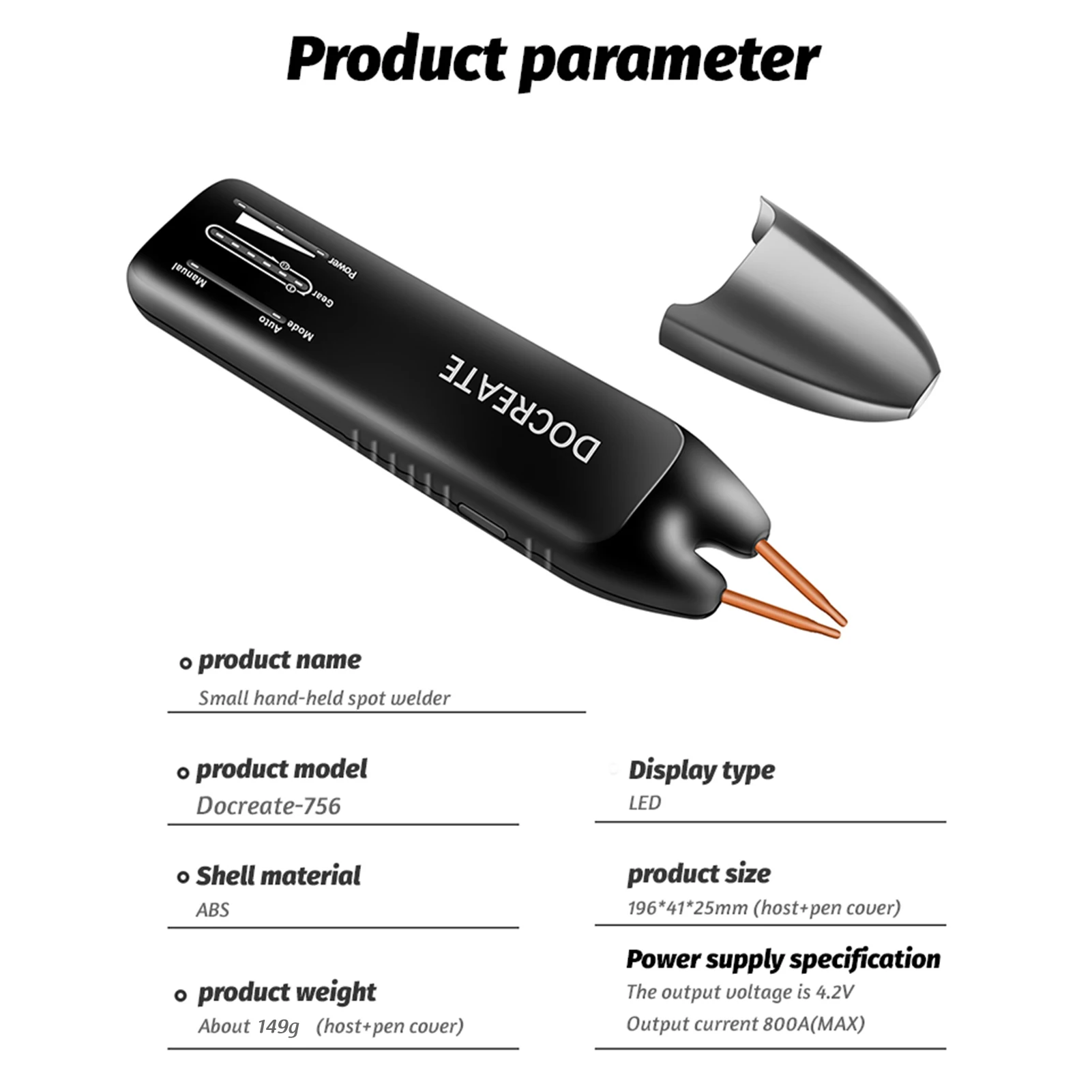배터리 스폿 용접기 11단계 스폿 용접기 자동 및 수동 모드 탈착식 용접 바늘 내장형 스마트 온도 조절기
