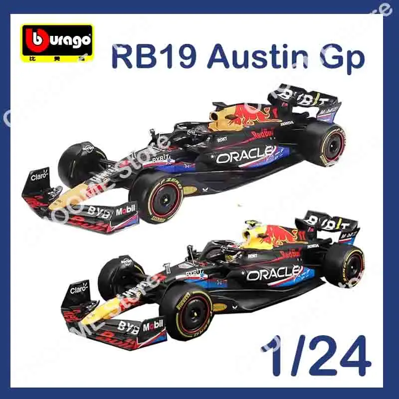 bburago-f1-1-24-red-bull-rb19-austin-gp-lega-miniatura-diecast-modello-stati-uniti-gran-premio-austin-rb19-modello-di-auto-giocattoli