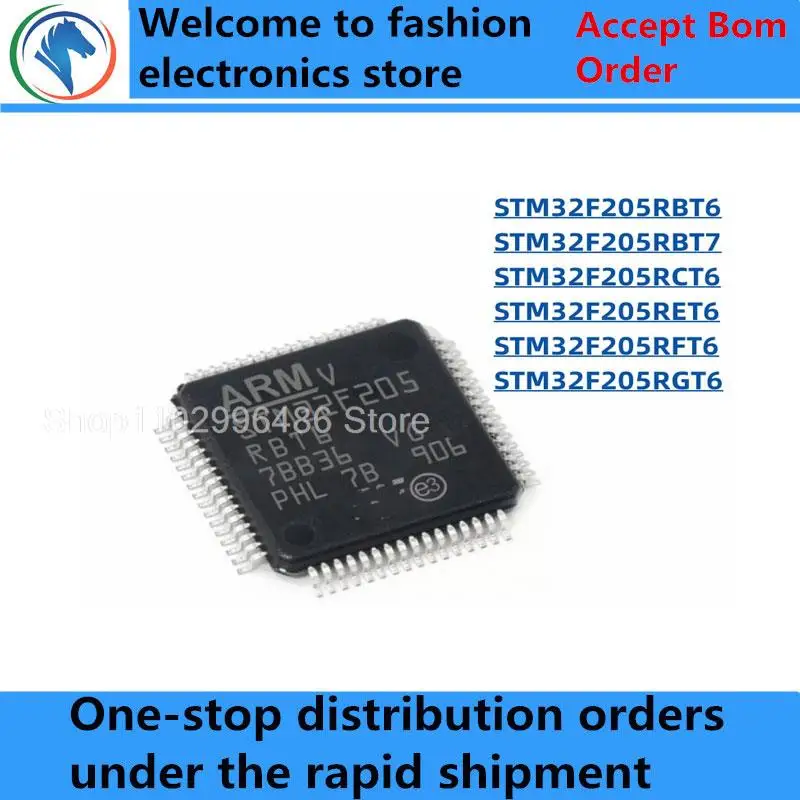 

100% New STM32F205RBT6 STM32F205RBT7 STM32F205RCT6 STM32F205RET6 STM32F205RFT6 STM32F205RGT6 LQFP64 Brand new original chips ic