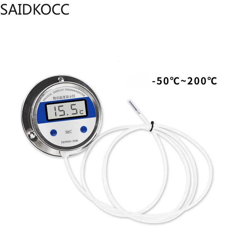 Tetrafluoro anticorrosion Hot boiled water type digital display bimetallic high temperature resistant and waterproof thermometer