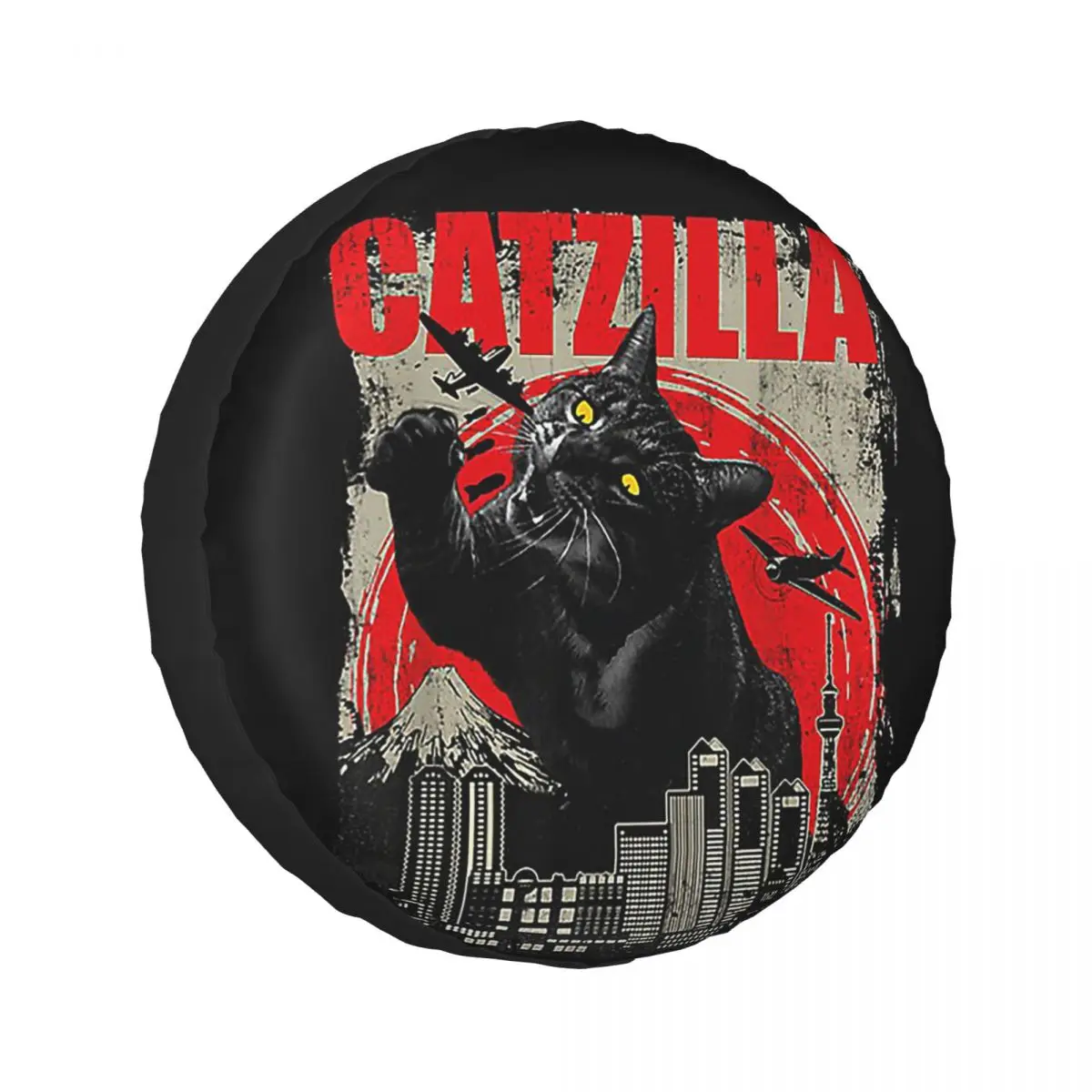 

Custom Vintage Catzilla Monsters Kitten Spare Tire Cover for Car Trailer 4x4 Wheel Protector Covers 14" 15" 16" 17" Inch