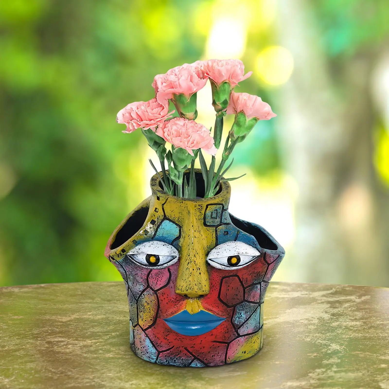 

Abstract Face Plant Pot Colorful Flower Vase Desk Home Cactus Balcony Flowerpot Office Container Versatile Creative Head Planter