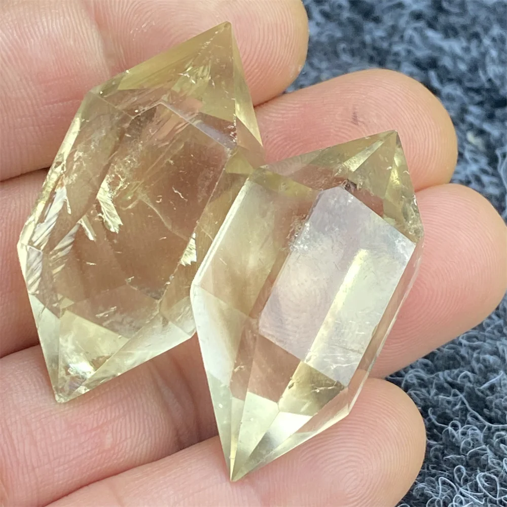 40g Natural Clear Citrine Double Tip Energy Bar Reiki Healing Crystal Points Garden Home Decor Feng Shui Wealth Gift Meditation