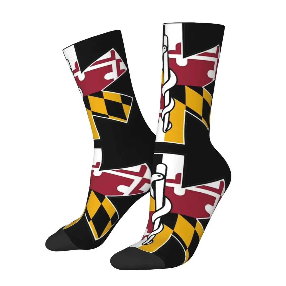 

Female EMS Star Of Life Socks Super Soft Fashion Maryland Flag Socks Hip Hop Merch Middle TubeSocks Wonderful Gifts